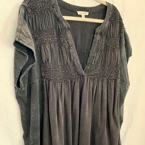 Oli & Hali Acid Washed Distressed Oversized Blouse Size S/M